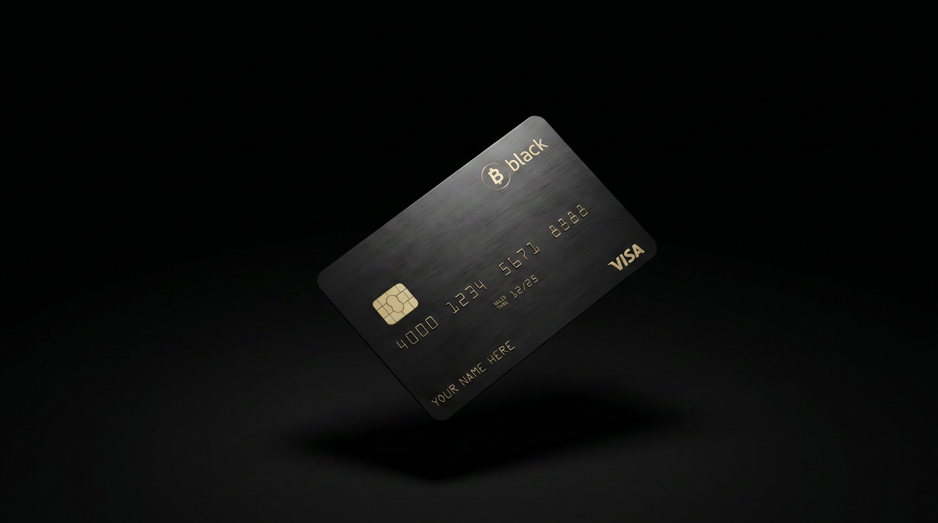 Cinematic hero shot of the matte black BitcoinBlack metal card