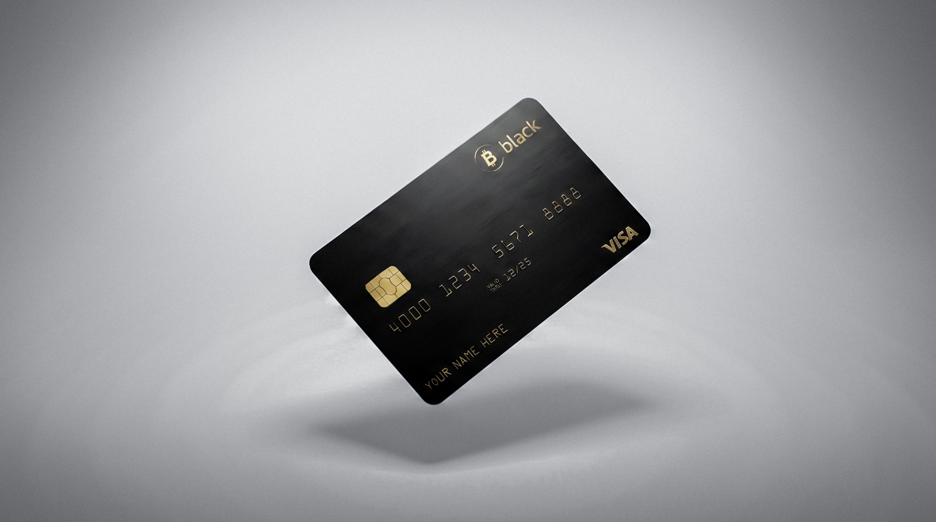 Cinematic hero shot of the matte black BitcoinBlack metal card