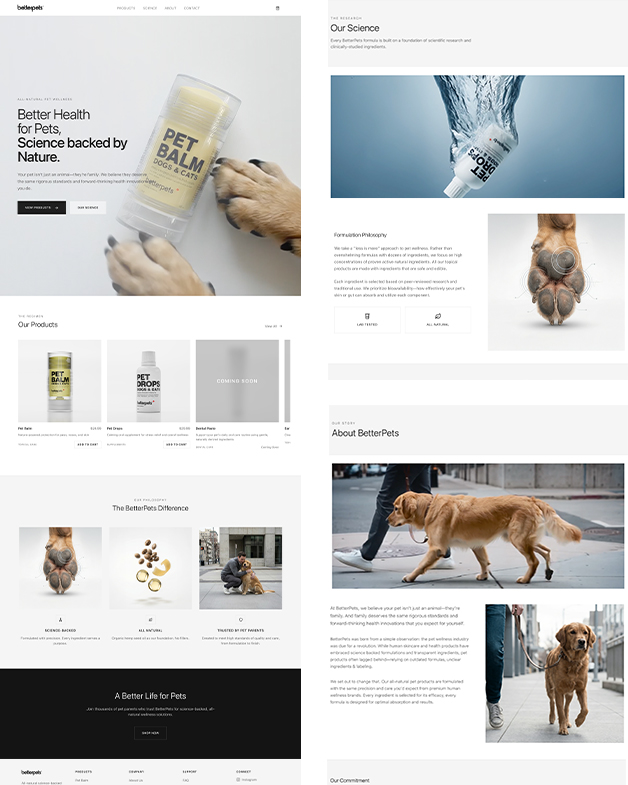 Better Pets kraft pouch packaging on white